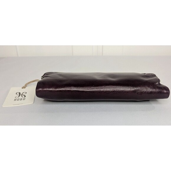 Hobo Lauren Genuine Polished Leather Clutch Wallet in Merlot,  Silver Hardware - Picture 7 of 14